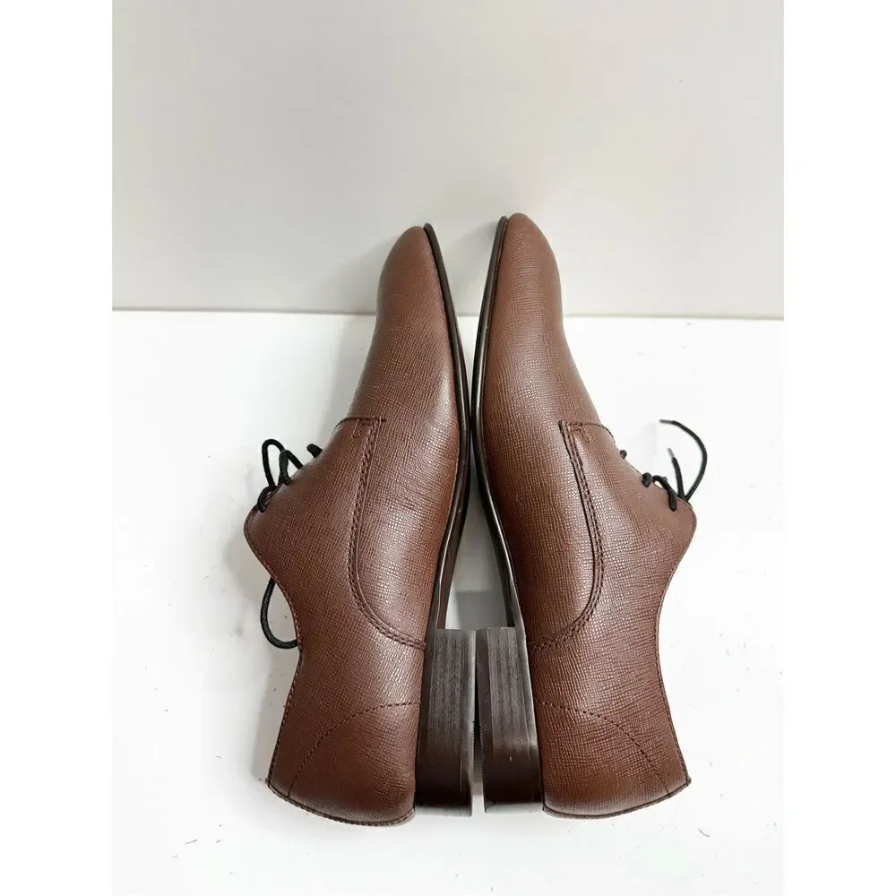 BP Derby Shoes Mens Size 9.5 Brown‎ Textured Leather Plain Toe Shoes NEW
